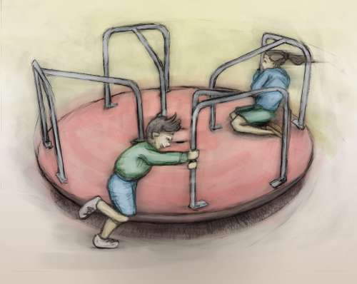 Illustration, Centrifugal Forces on the Playground