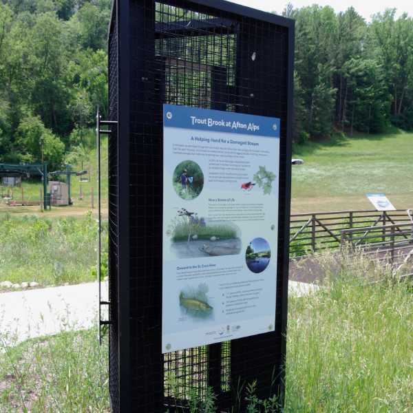 Custom kiosk with interpretive sign at Afton Alps
